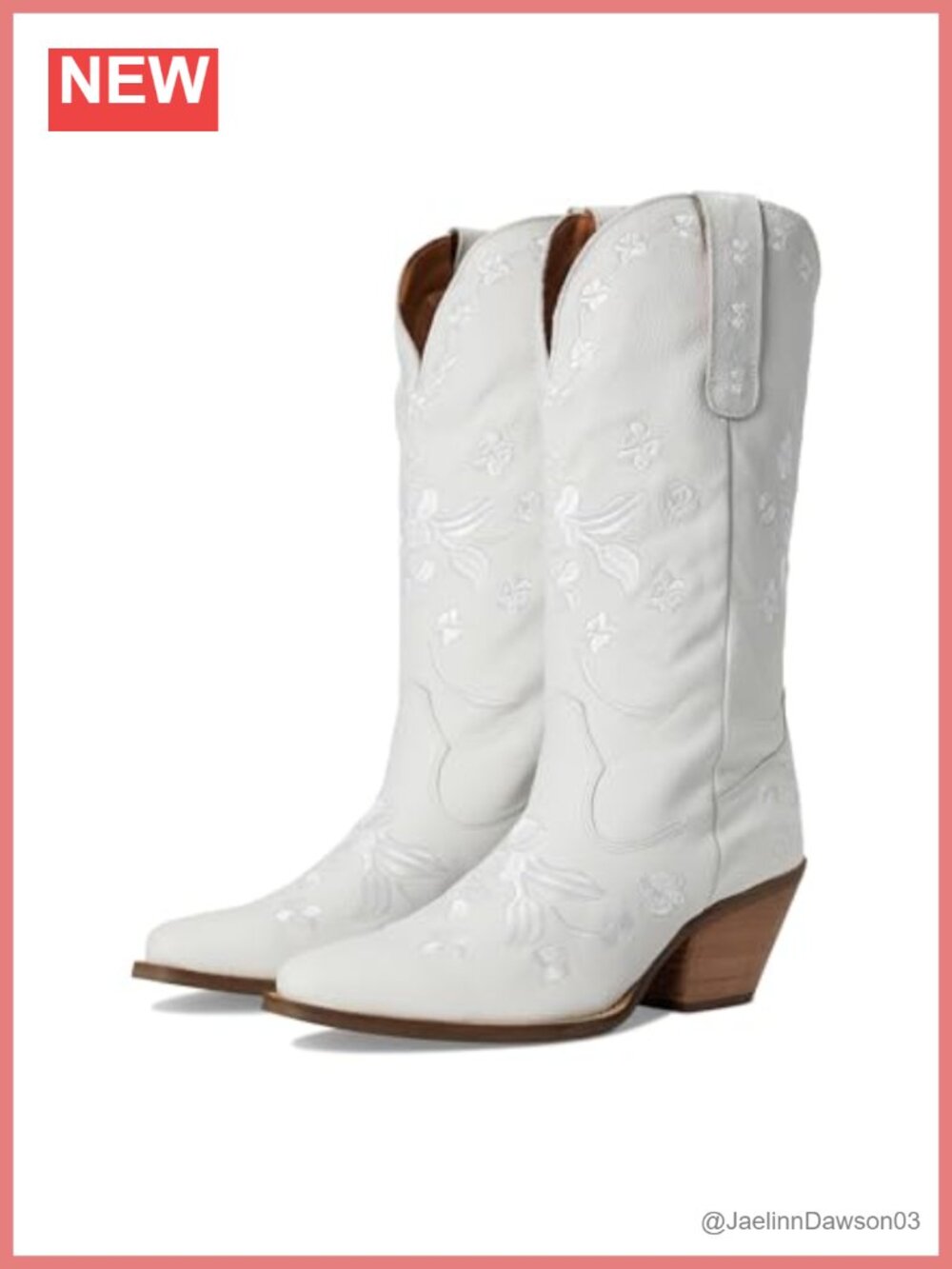Women's Leather Pull-On Snip Toe Mid Calf Block Heel Casual Boots Embroidered